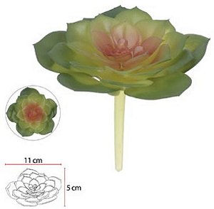 Planta Artificial Suculenta Frosted Verde Rosa 9cm