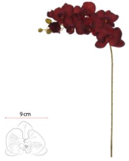 Haste Orquidea Phalaenopsis C/Coat Microp. X8 Vermelho Marsala 80cm