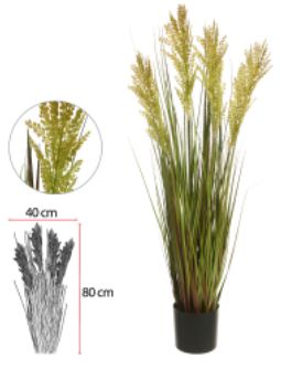 Planta Artificial Folhagem Grass Graos C/Pote X4 Verde 90cm