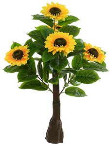 Planta Árvore Artificial Girrasol Real Toque X55 Amarelo 90cm