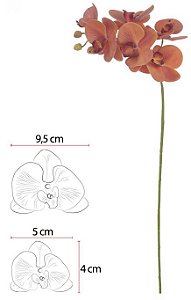 Haste Orquidea Phalaenopsis Real Toque X6 Laranja 69cm