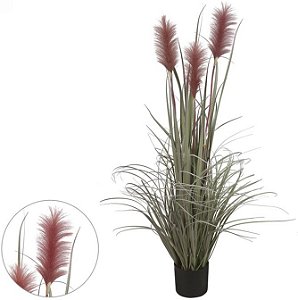 Planta Artificial Grass Pluma Com Pote Verde Outono Purpura 1,20cm