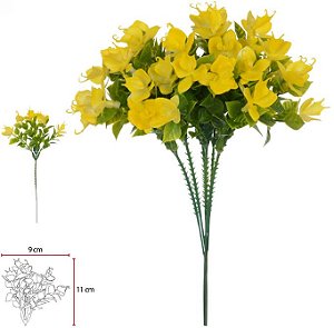 Planta Artificial  Folhagem Pick Flor Mini  X5 Com 6 Hastes Amarelo 25cm