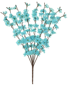 Planta Artificial Buque Flor Cerejeira X90 Azul 60cm