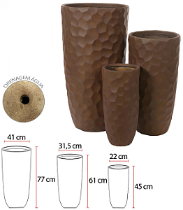 Vaso Fibrocimento C/3 Unid Corten 77m