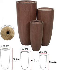 Vaso Fibrocimento C/3 Unid Chocolate 71,5cm
