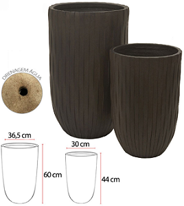 Vaso Fibrocimento C/2 Uni Marrom 60cm