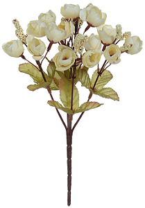 Planta Artificial Buque Rosa Mini X15 Creme Outono 23cm