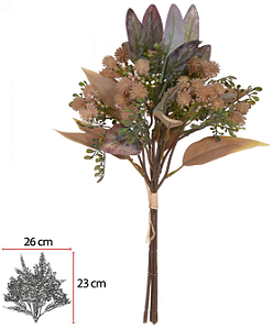 Planta Artificial Buque Mamona Ramalhete C/Fita X4 Cha Outono 44cm
