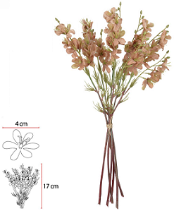 Planta Artificial Buque Flor Do Campo Ramalhete C/Fita X6 Cha 35cm