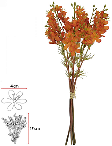 Planta Artificial Buque Flor Do Campo Ramalhete C/Fita X6 Laranja 35cm