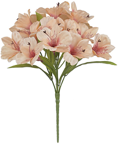 Planta Artificial Buque Astromelia Cetim X15 Pessego 2T 34cm