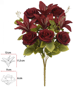 Buque Rosa Lirio X10 Marsala Outono 53cm