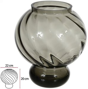Vaso Decorativo Vidro Cinza 20cm