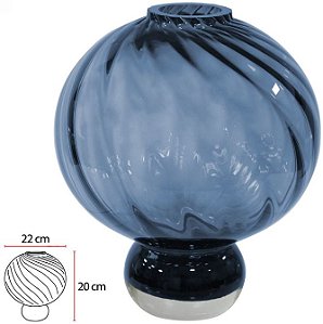 Vaso Decorativo Vidro Azul 20cm