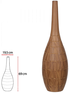 Vaso Decorativo Poliresina Marrom 69cm