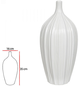Vaso Decorativo Ceramica Branco 35cm