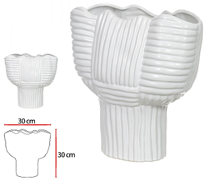 Vaso Decorativo Ceramica Branco 30cm