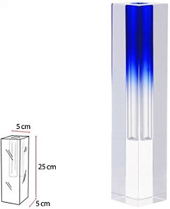 Vaso Decorativo Vidro Cristal Transparente Azul 25cm