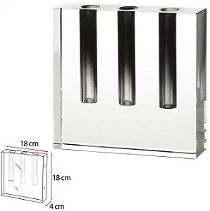 Vaso Decorativo Vidro Cristal Transparente Preto 18cm