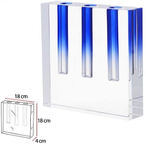 Vaso Decorativo Vidro Cristal Transparente Azul 18cm