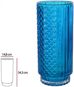 Vaso Decorativo Vidro Azul 34,3cm