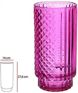 Vaso Decorativo Vidro Rosa 27,6cm