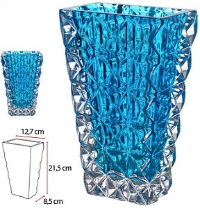 Vaso Decorativo Vidro Cristal Azul 21,5cm