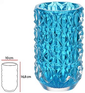 Vaso Decorativo Vidro Cristal Azul 16,8cm