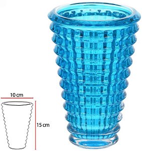 Vaso Decorativo Vidro Cristal Azul 15cm