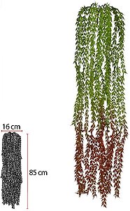 Planta Artificial Folhagem Grass Pendurar X15 Verde Vermelho Outono 90cm