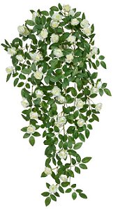 Planta Artificial Folhagem Rosa Pendurar X42 Creme Outono 90cm