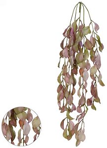 Planta Artificial Folhagem Dischidia Pendurar C/Print X97 Verde Outono 80cm