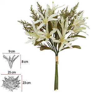 Buque Lirio Ramalhete C/Fita X3 Creme Outono 39cm