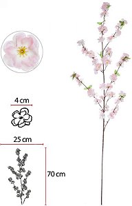 Haste Flor Cerejeira X65 Rosa Branco 1,17cm