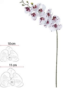Haste Orquidea Phalaenopsis Real Toque X9 Branco Bordo 94cm