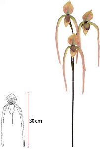 Haste Orquidea Sapatinho Real Toque C/Coat X3 Laranja 78cm