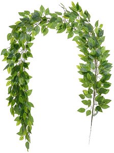 Planta Artificial Folhagem Guirlanda Ficus Real Toque X432 Verde 2m