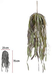 Planta Artificial Folhagem Kokedama Grass Pendurar C/Print X42 Verde 1,2cm