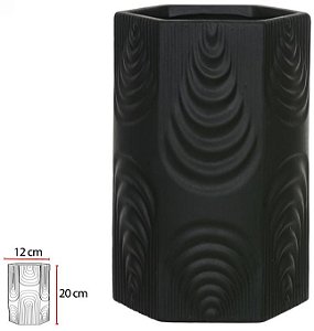Vaso Decorativo Ceramica Preto 20cm