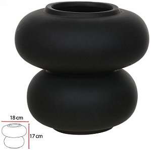 Vaso Decorativo Ceramica Preto 17cm