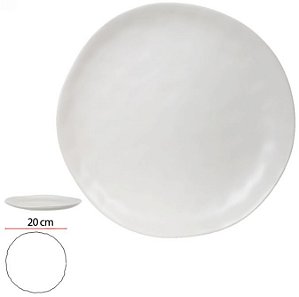 Prato Sobremesa Ceramica Organic Branco Mate 3cm
