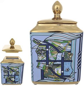 Caixa Decorativa Ceramica Colorido 20,4cm