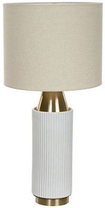 Abajur Ceramica Bivolt Branco Dourado 58cm
