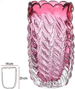 Vaso Decorativo Vidro Tipo Murano Rosa 25cm