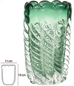 Vaso Decorativo Vidro Tipo Murano Verde Fosco 19cm