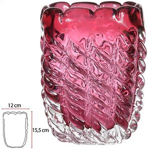 Vaso Decorativo Vidro Tipo Murano Rosa 15,5cm