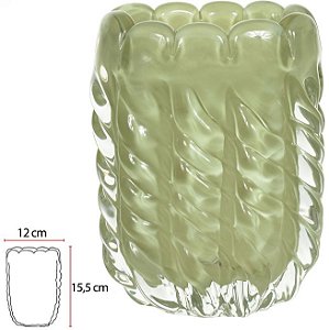 Vaso Decorativo Vidro Tipo Murano Verde Fosco 15,5cm