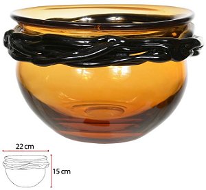 Vaso Decorativo Vidro Tipo Murano Ambar Preto 15cm