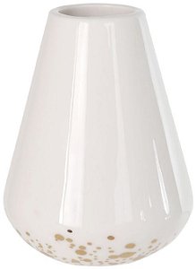Vaso Decorativo Porcelana Branco Dourado 10,3cm